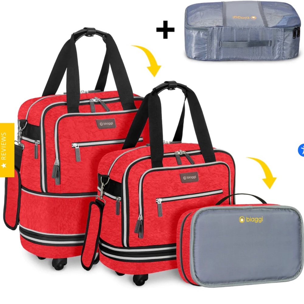 Expandable Biaggi spinner under seat luggage